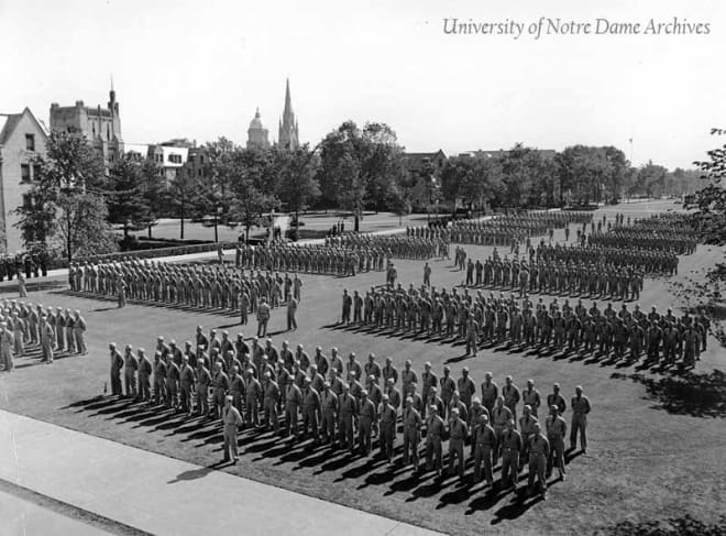 The Naval V-12 program at Notre Dame graduated more than 12,000 members from 1942-46.