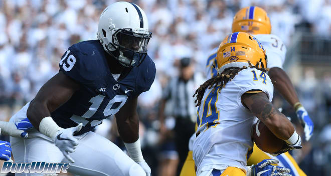 Brown had three tackles and a pass deflection (shown below) against Pitt.
