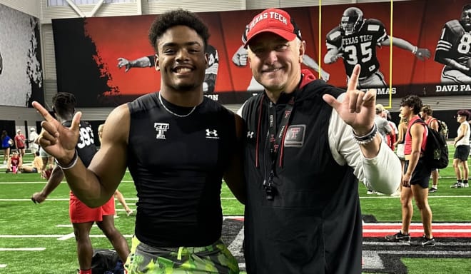 2025 El Paso Canutillo linebacker Theodore Locklin with Texas Tech head coach Joey McGuire