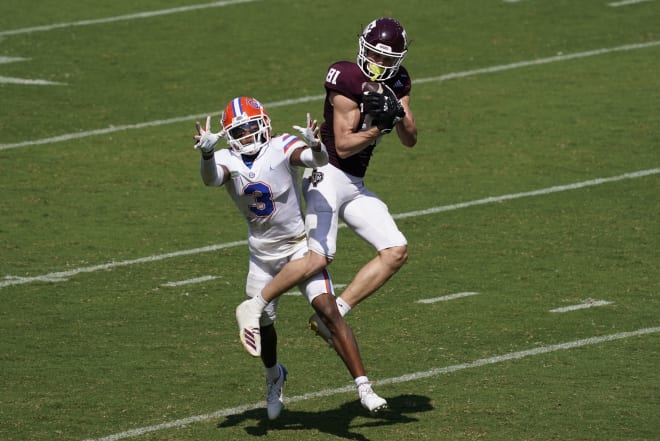 One of two touchdown catches for Texas A&M receiver Caleb Chapman on Saturday. 