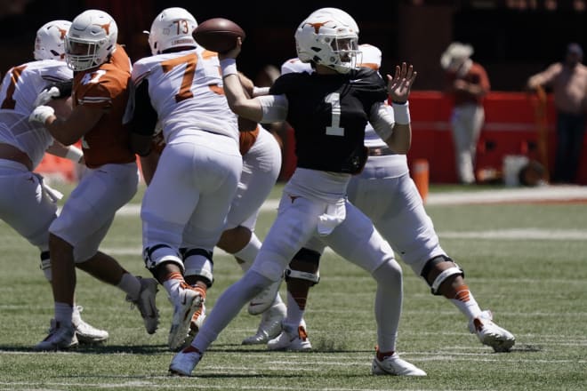 Hudson Card is one of two quarterbacks vying for the starting job at Texas.