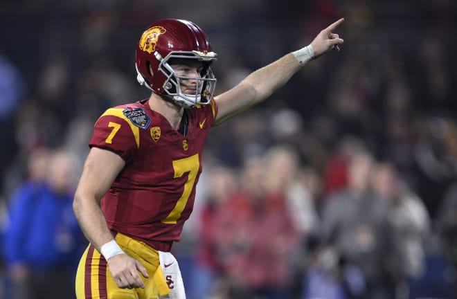 Miller Moss passed for 372 yards and 6 touchdowns Wednesday in USC's 42-28 Holiday Bowl win over Louisville.