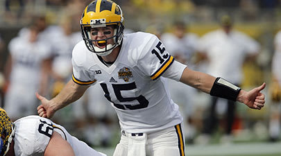 Jake Rudock was Jim Harbaugh's first starting quarterback at Michigan.