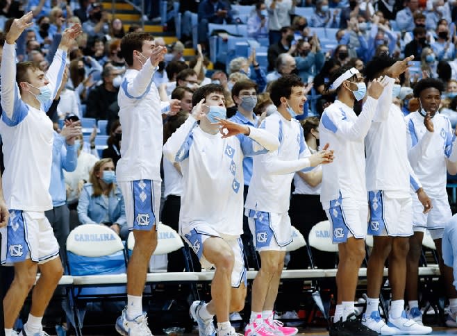 The Tar Heels were rather excited to see the losing streak to Virginia end Saturday.
