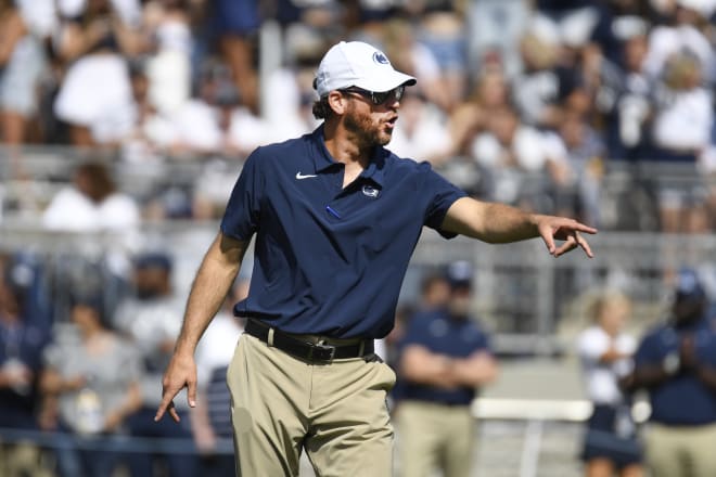 Penn State offensive coordinator Mike Yurcich, seen here before the Ball State game, has plenty to figure out this week. AP photo