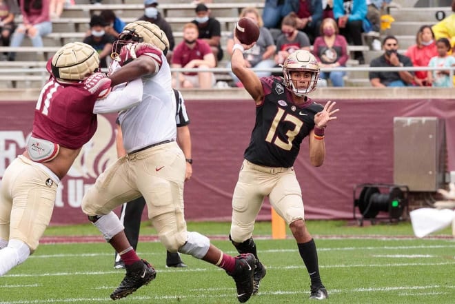Jordan Travis made major strides at quarterback this spring for FSU, and his teammate McKenzie Milton helped in that process.