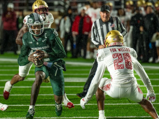 Michigan State quarterback Aidan Chiles versus Boston College. 