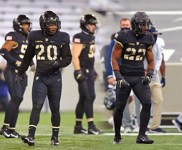 Two of the four 2021 Army elected football captains: Safeties Marquel Broughton (#20) & Cedrick Cunningham (#22)