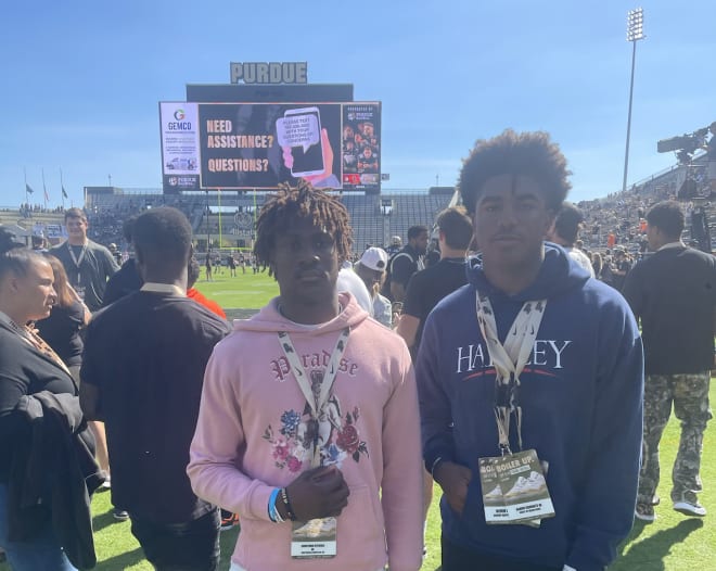 Photo via Jonathan Stevens Jr. (left) while on his visit to Purdue on Saturday.
