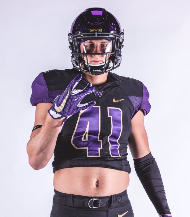 2020 two-star Justin (Tex.) Northwest outside linebacker Cooper McDonald on an official visit to Washington. 