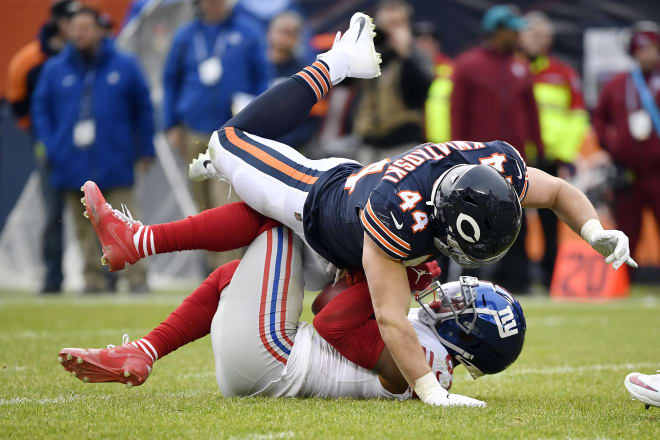 Chicago Bears linebacker Nick Kwiatkoski tallied five total tackles during a win over the New York Giants.