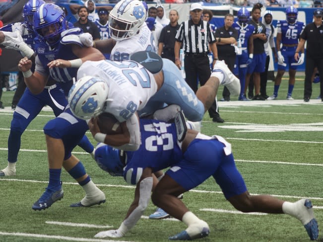 Omarion Hampton had two 100-yard games last season, including at Georgia State (pictured).