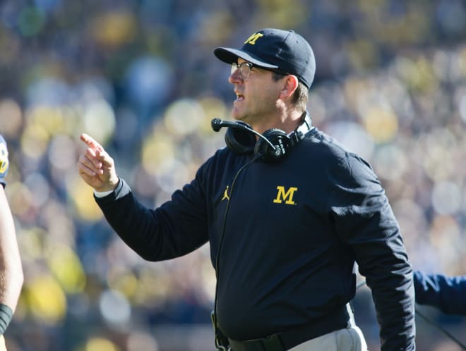 Michigan Wolverines football coach Jim Harbaugh 