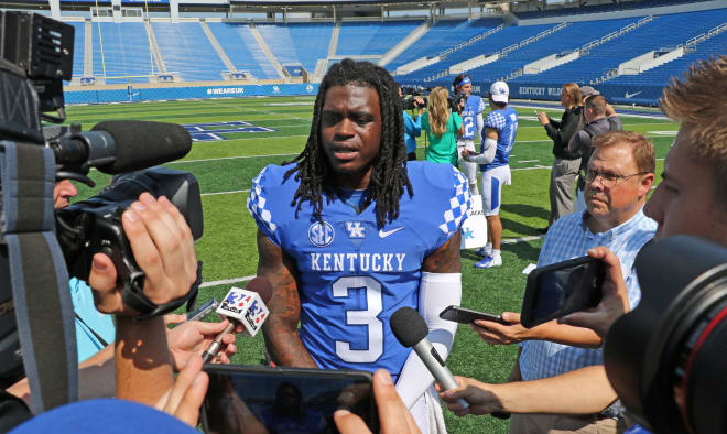 Junior college transfer Terry Wilson spoke with reporters during UK's annual Football Media Day. 
