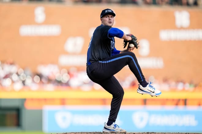 Detroit Tigers pitcher Tarik Skubal (29) delivers a pitch against L. A. Dodgers during the second inning at Comerica Park in Detroit on Friday, July 12, 2024.