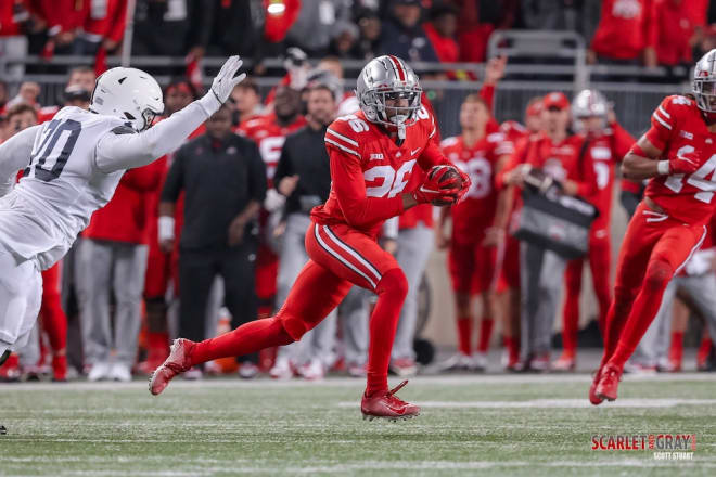 Ohio State cornerback Cameron Brown returns for his final season with the program in 2022. 