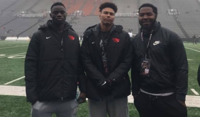 Tristan Nichols (middle) on his OSU official visit with Azur Kamar (left) and Kevin Scott (Right)