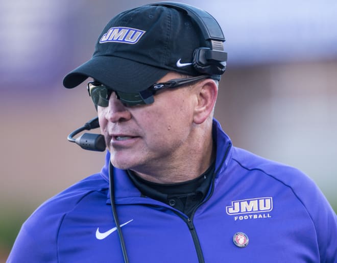 James Madison coach Mike Houston watches his team during the Dukes' win over Rhode Island earlier this month in Harrisonburg.