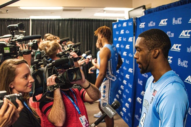 Three Tar Heels met with the media in the breakout area following their win over Virginia Tech on Tuesday night.