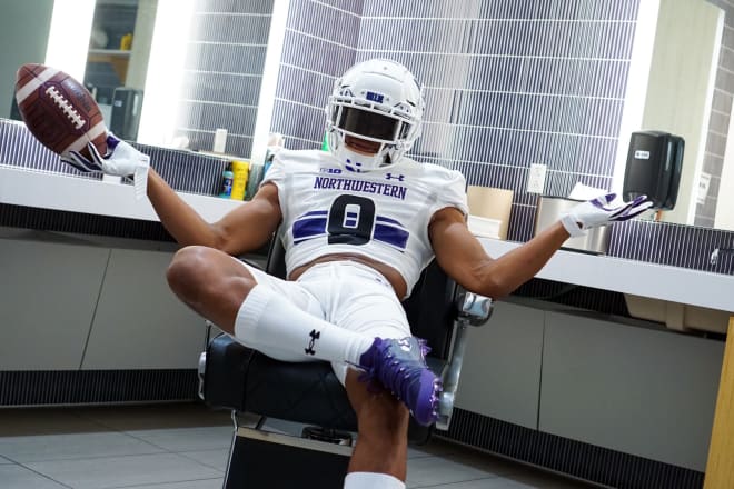 Evan Smith poses on his Northwestern official visit.