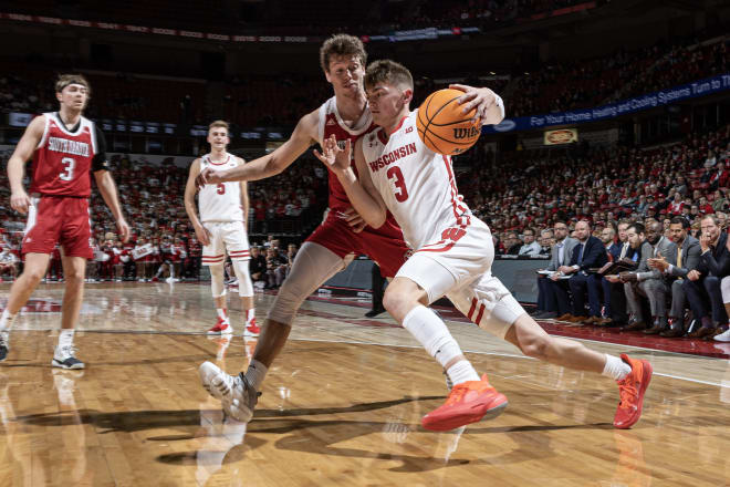 Wisconsin freshman Connor Essegian scored six points in his first collegiate game Monday
