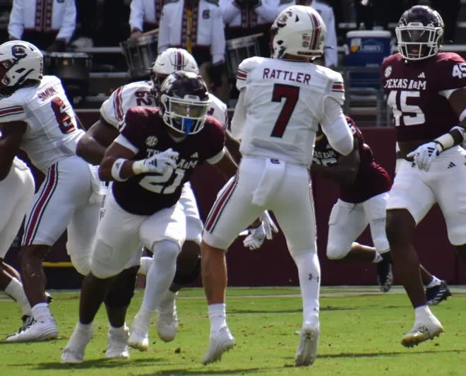 Aggie linebacker Taurean York has no time for anyone wearing a Texas uniform.