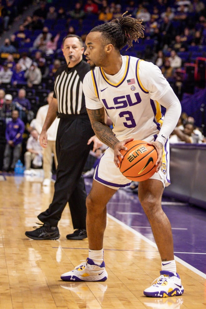 LSU Tigers guard Cam Hayes (1) tries to make a move against