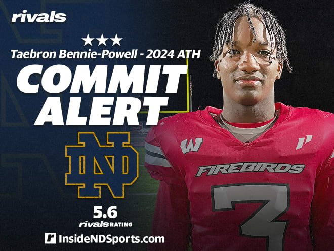 Three-star athlete Taebron Bennie-Powell has committed to Notre Dame's 2024 class.