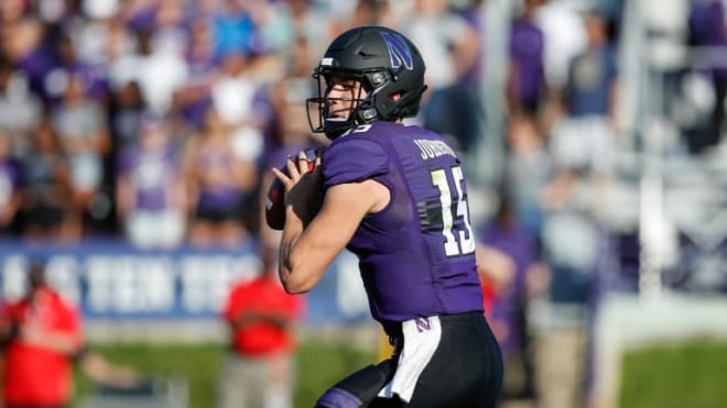 Johnson appeared in nine games for Northwestern, throwing five TDs and eight INTs.