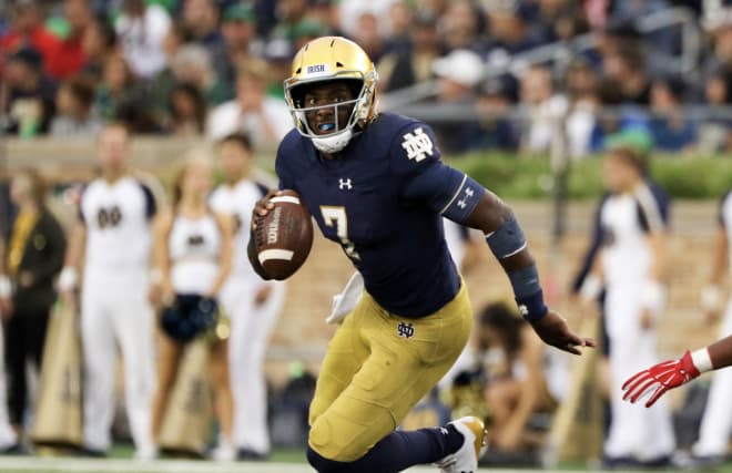 Wimbush threw for a career-high 297 yards against the Cardinals, but also tossed three interceptions.