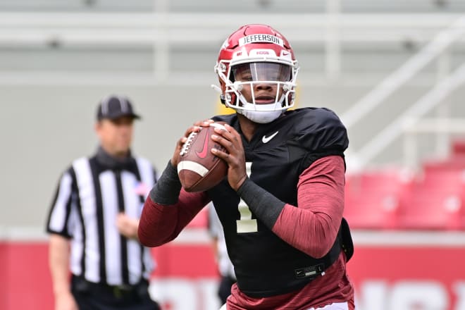 KJ Jefferson was named the Razorbacks' starting quarterback going into spring.