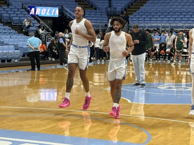 Armando Bacot (left) and RJ Davis look to repeat what UNC did at the ACC Tournament in 2016.