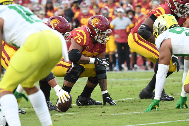 USC offensive lineman Alijah Vera-Tucker says NFL teams are looking at him as both a tackle and a guard potentially at the next level.