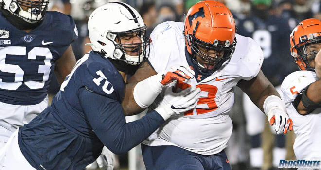 Penn State offensive lineman Juice Scruggs played well for Penn State last season in a reserve role. 