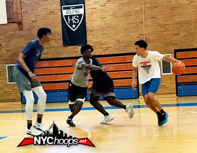 Moses Brown, Khalid Moore and Cole Anthony play during open gym