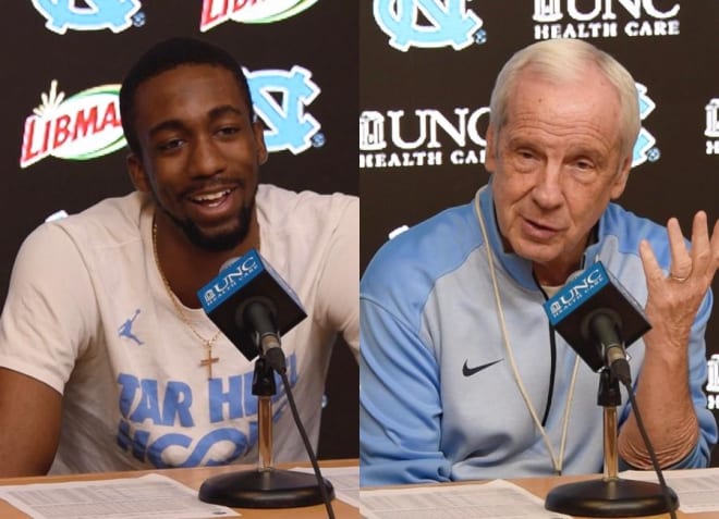Brandon Robinson and Coach Roy Williams talk about Saturday’s matchup versus Louisville 