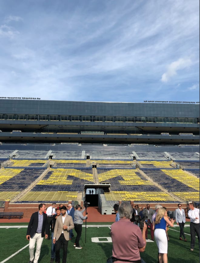 The 115,109 people who were in attendance to watch Michigan beat Notre Dame, 41-30, on Sept. 7, 2013, marks the venue's biggest crowd ever.