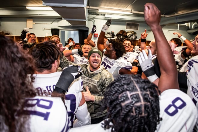 Braun celebrates with his team after beating Wisconsin.