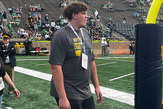2026 offensive tackle Rico Schrieber said all positive things about Saturday's visit to Notre Dame. Schrieber attends Chicago (Ill.) Marist.