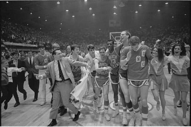 The 1968 Heels celebrate an NCAA Tournament victory.
