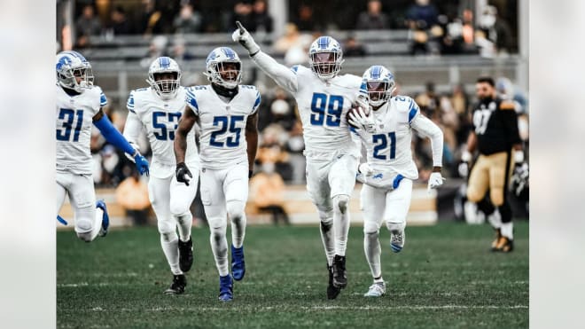 Former Notre Dame Fighting Irish football and current Detroit Lions defensive end Julian OKwara