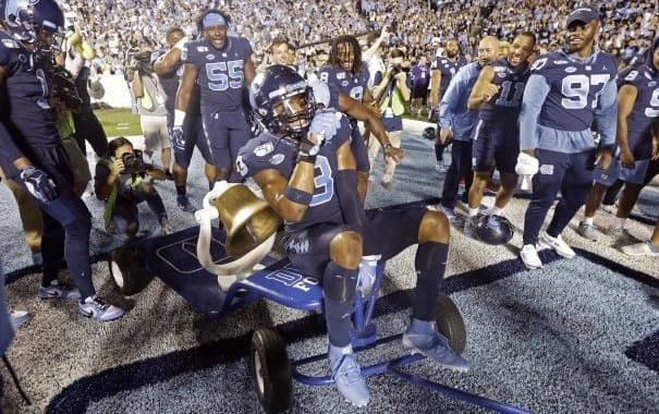 The Tar Heels reclaimed the Victory Bell with last season's thrilling last-second win over the Blue Devils.
