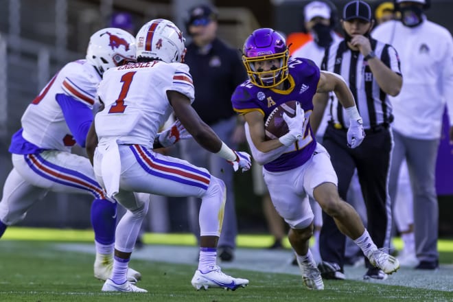 East Carolina receiver Tyler Snead finds running room down the sideline in Saturday's senior day win over SMU.