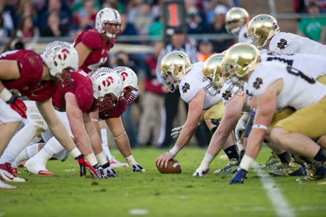 Physicality up front will be a prime theme when Notre Dame and Stanford meet this Saturday.