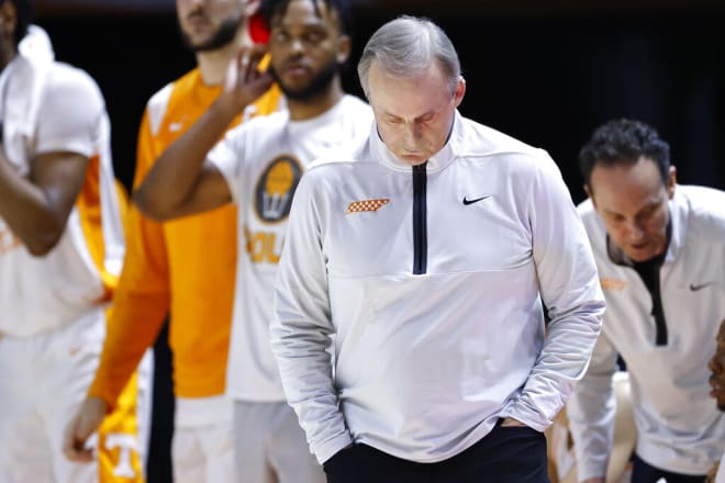 Tennessee head coach Rick Barnes stands on the sideline during the Vols' game against Missouri.