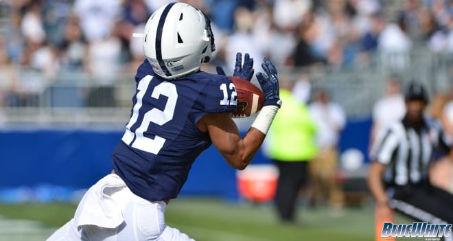 Hippenhammer hauled in a pair of touchdowns, and four catches total, in the Blue-White Game.