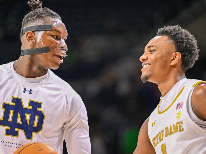 Notre Dame freshmen Ven-Allen Lubin (left) and JJ Starling played key roles in ND's 82-66 victory over Bowling Green on Tuesday night.