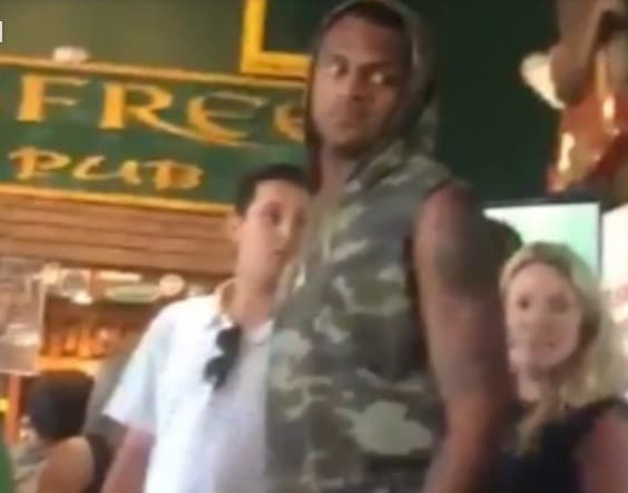 Image still from twitter as former Quarterback Deshaun Watson leaves an Alabama bar late last month 