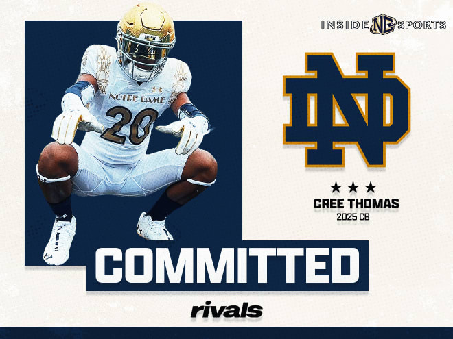 Three-star cornerback Cree Thomas committed to Notre Dame's 2025 class on Monday.