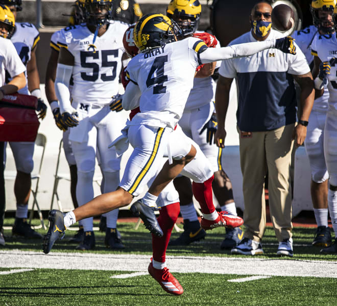 Michigan Wolverines football cornerback Vincent Gray notched three pass breakups last season